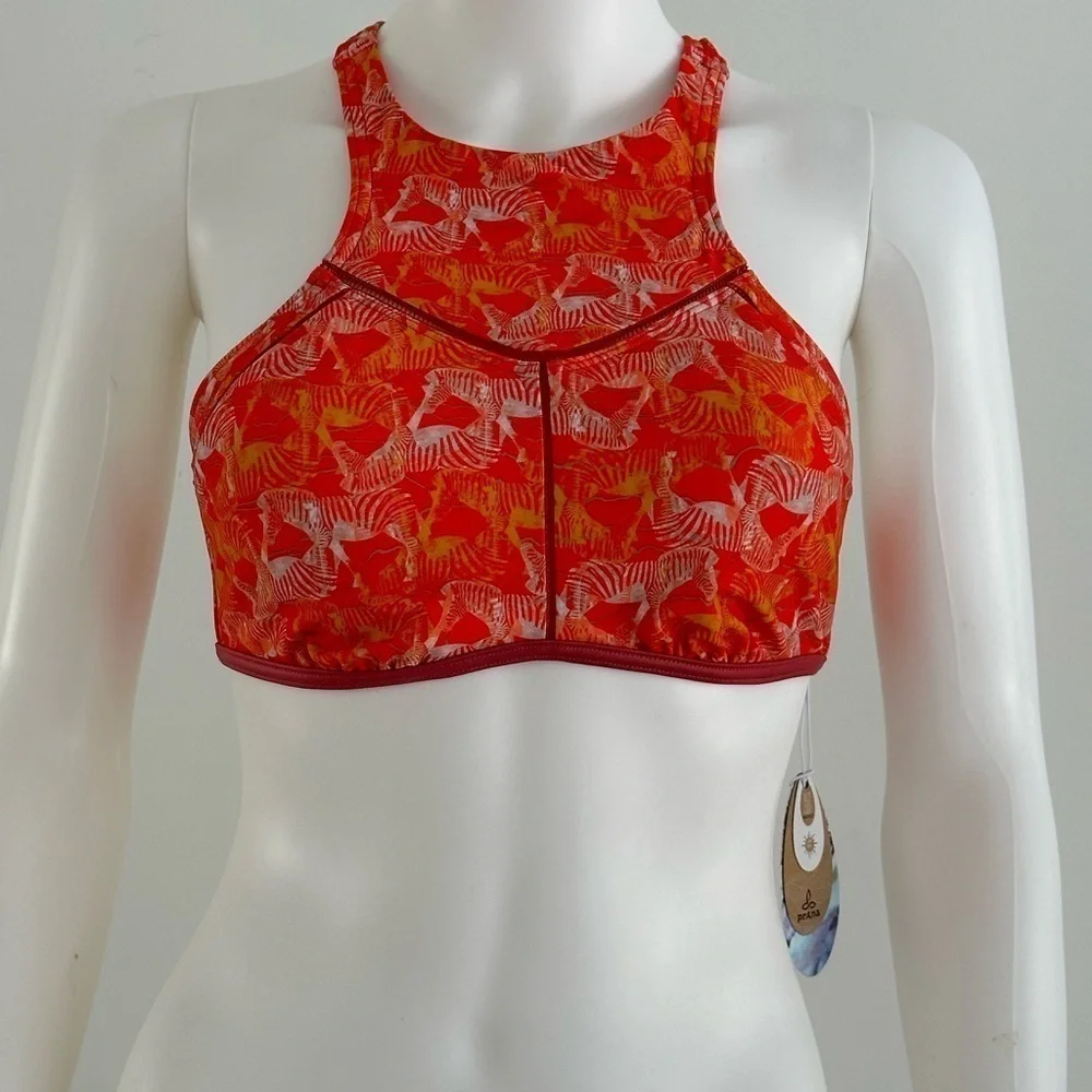 prAna Azra High Neck Bikini Top Pink Safari XS NWT